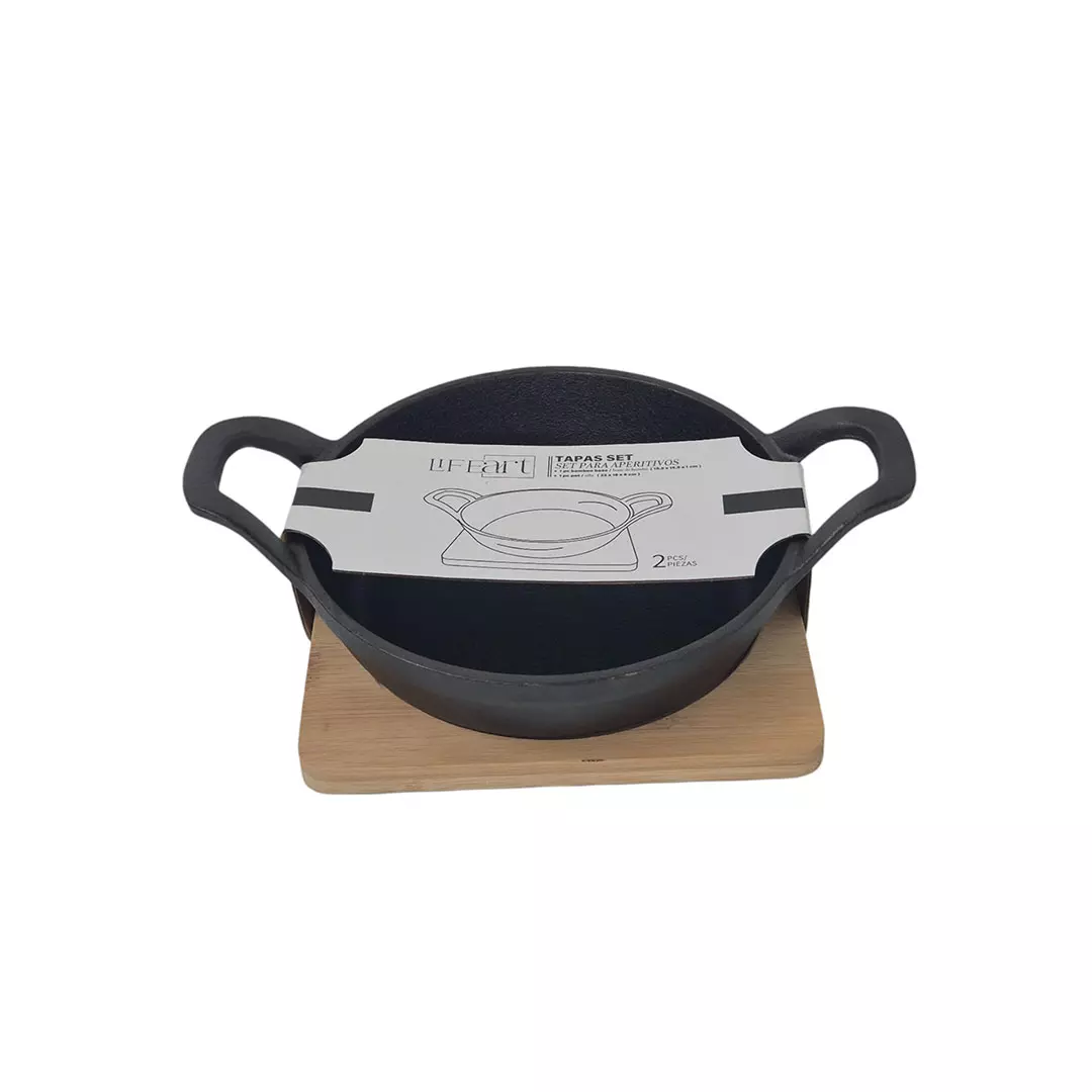 SET PARA APERITIVOS 2PZAS 739-2302506 NEGRO/CREMA