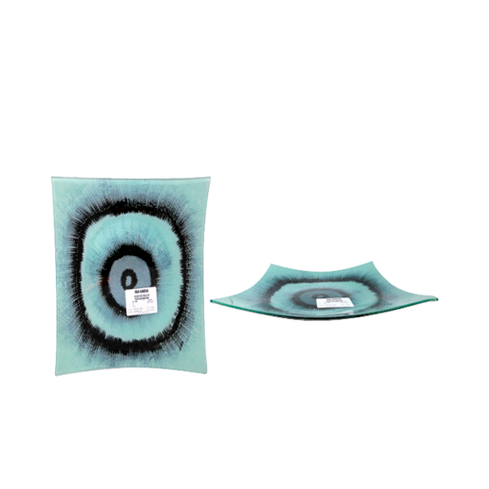 PLATO DECORATIVO 35X35X5CM (D1-64056) NEGRO/VERDE/MENTA