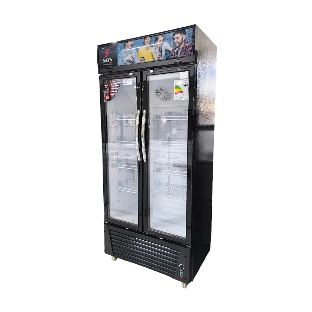 REFRIGERADOR EXHIBIDOR SAYS FVE-5950LSB R VERTICAL 21P³ 595L 2 PTAS CTR TEMP LUZ INT TUBERIA/COBRE NEGRO