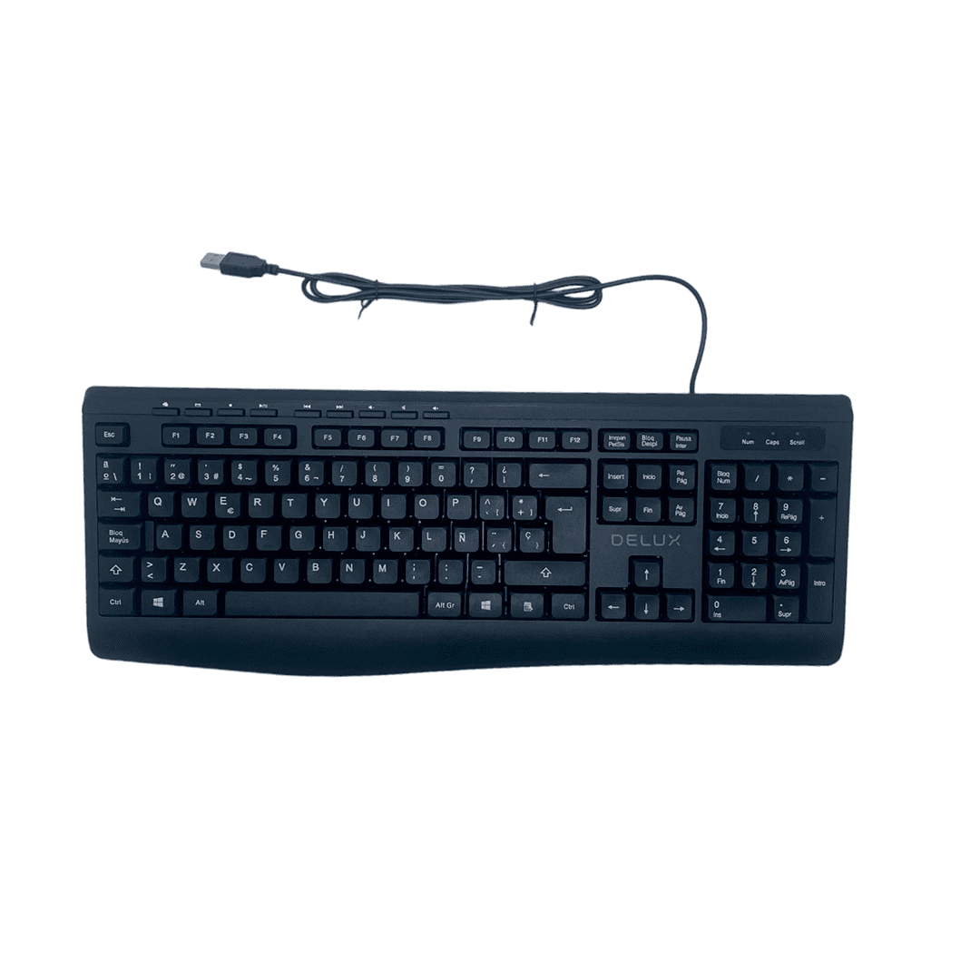 TECLADO DELUX K7008 WIRED OFFICE KEYBOARD USB BLACK