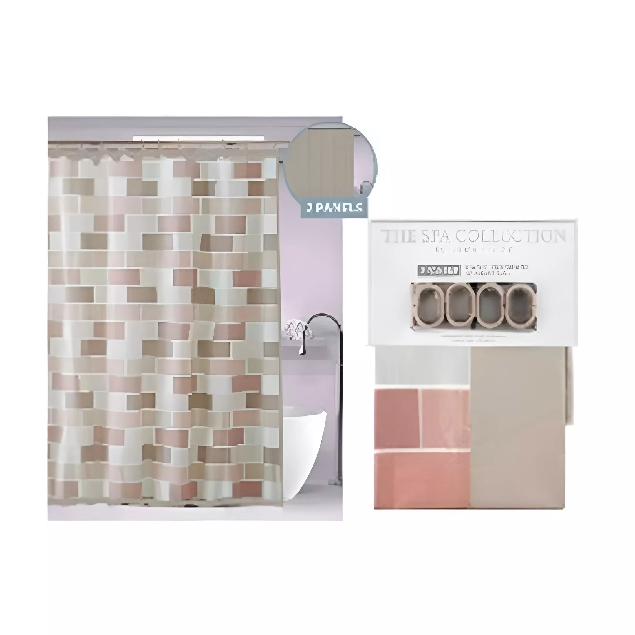 CORTINA P/ BAÑO 14 PZAS 180X180CM 711-1438372 ROSA VIEJA