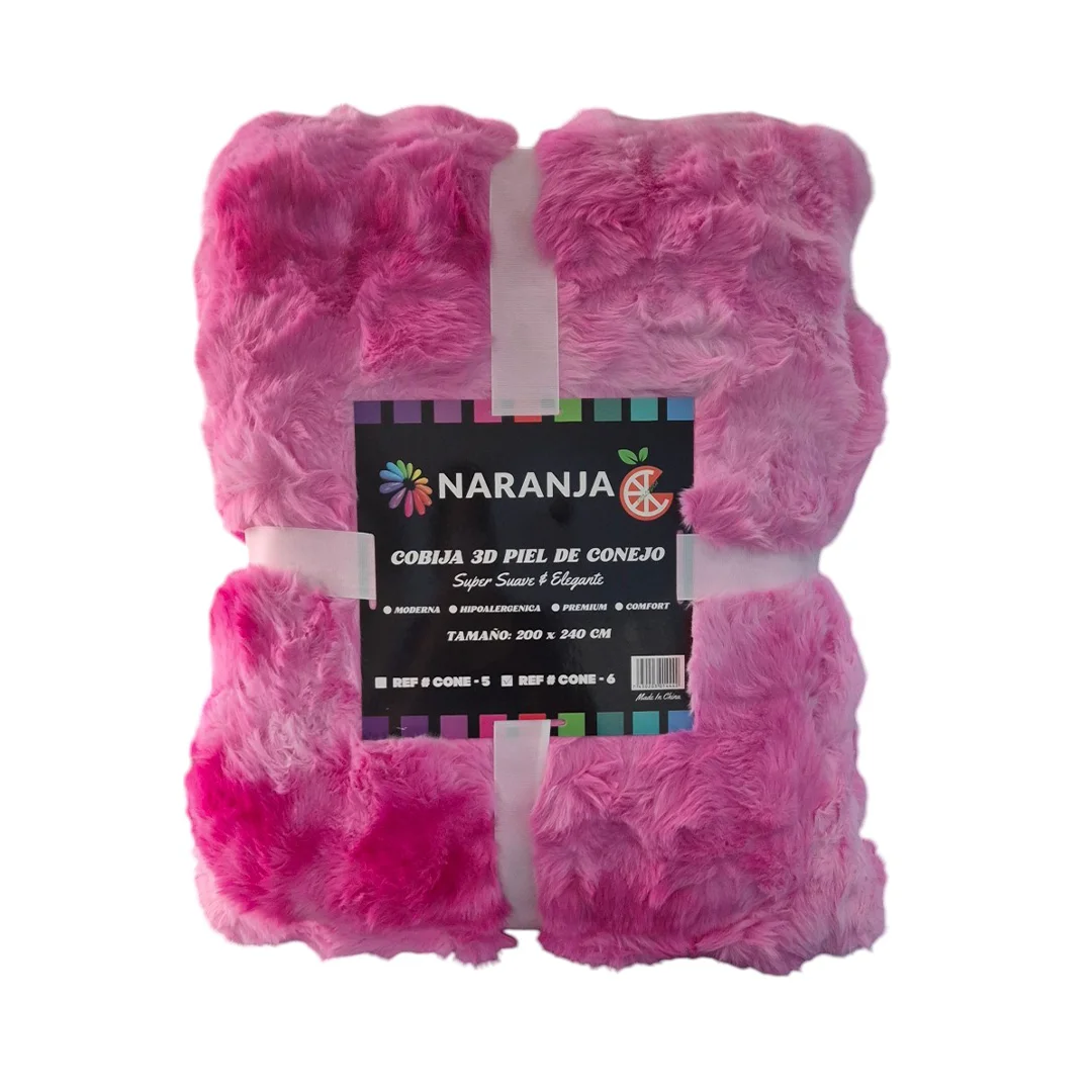 COBIJA 3D NARANJA PIEL DE CONEJO CONE-6 200X240 CM SURTIDOS