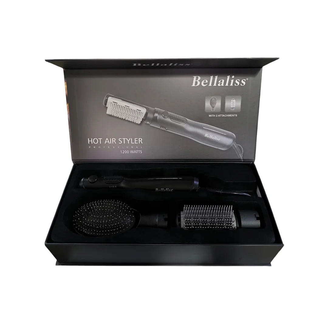 SECADOR D/CABELLO BELLALISS BELLA-8630911-B CEPILLO SECADOR 2 ACCESORIOS NEGRO