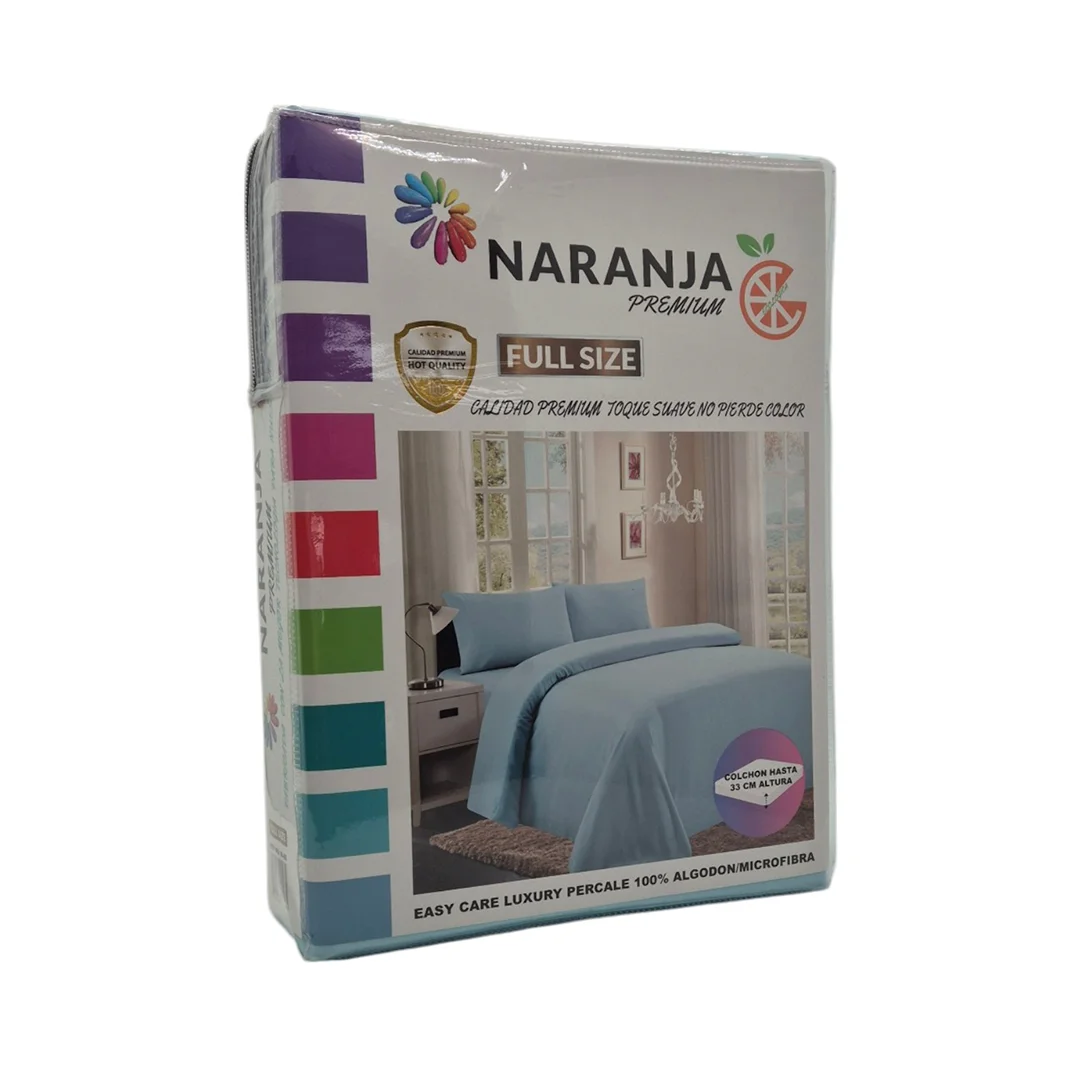 JUEGO DE SABANAS NARANJA M-45 FULL SIZE 4 PIEZAS SURTIDOS